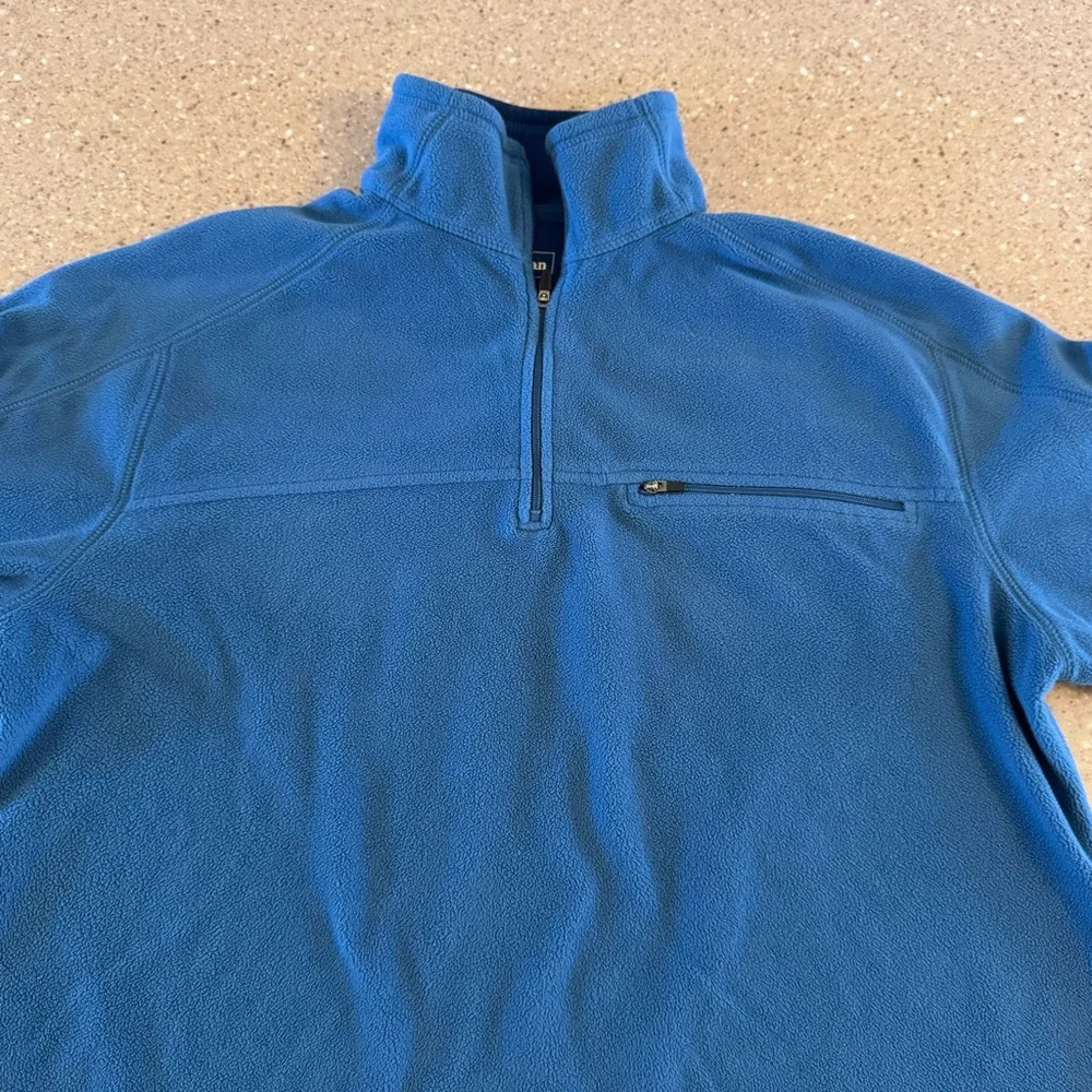 L.L. Bean Sweatshirt Mens Large Blue Pullover Fleece 1/4 Zip Outdoor Sweater - Picture 2 of 5